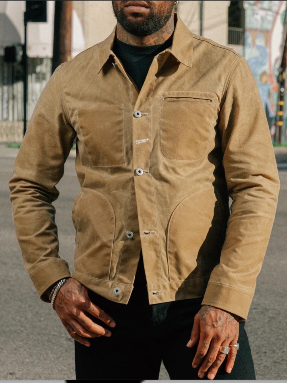 Rogue territory waxed canvas supply jacket in tan ridgeline L - Picture 2 of 8